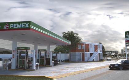 render arquitectónico gasolinera león guanajuato