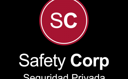 Safety Corp Seguridad Privada logotipo fondo negro